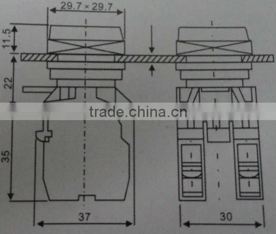 square push button reset switch NO+NC LA42P-11DF