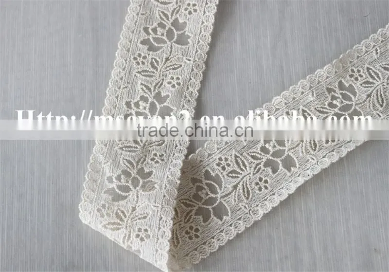 lastest product flower natural tulle cotton lace in 5.5cm for wholesale