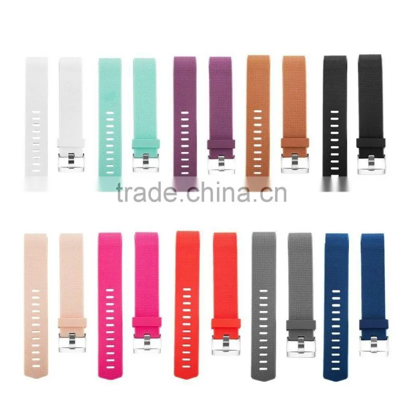 Silicone band For Fitbit charge 2 Band charge2 heart rate smart bracelet strap stainless steel buckle