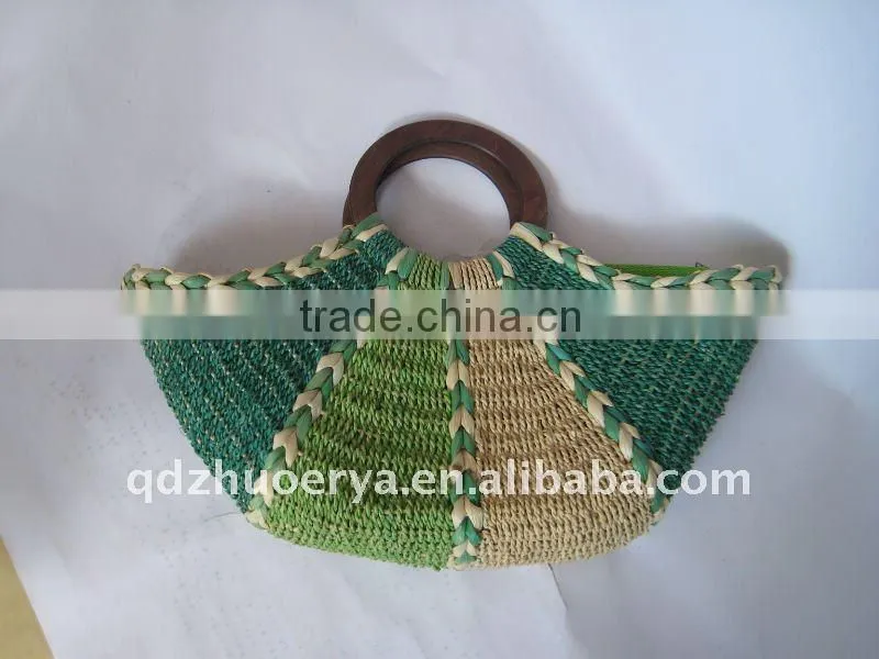 cotton print straw bag