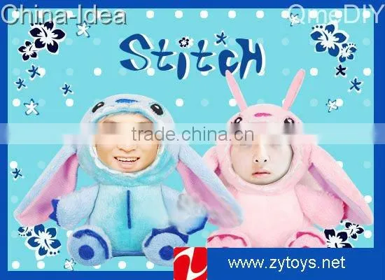 3d face plush rabbit toy with photo