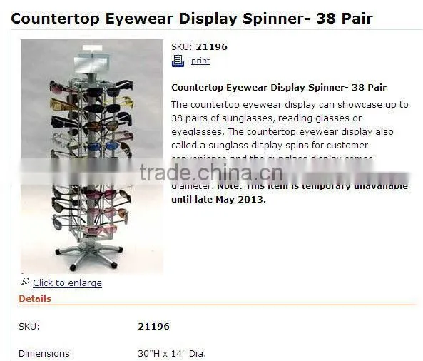 Wholesale retail countertop spinner eyewear display stand