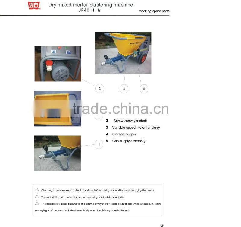CE, ISO9001:2008, JP40-I 240v wall plastering machine for sale