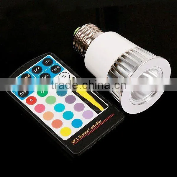 E27 5W 100-240V Colorful RGB LED Bulb Light Lamp Spotlight with IR Remote Control