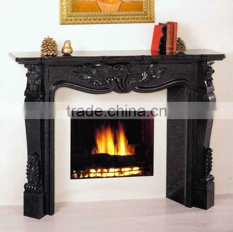 black stone fireplace