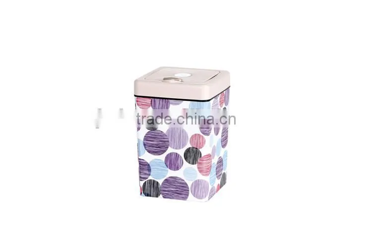 Flip Square Plastic Trash Can Waste Bin Square Container With Lid 13L