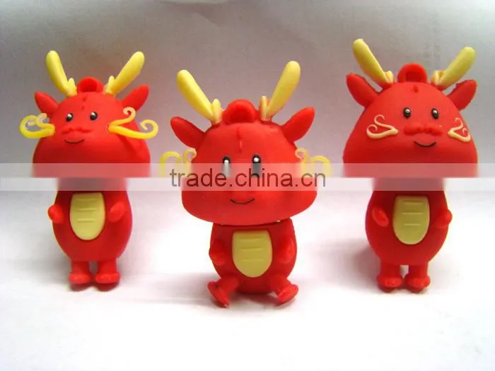 wholesale PVC soft rubber creative usb stick Cute cartoon dragon zodiac usb sticker