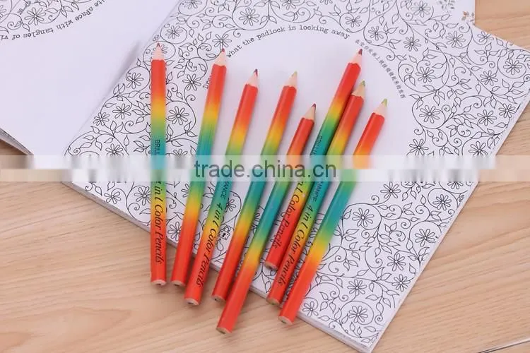 Hot Sales 7inch Triangle Four Color Lead Rainbow Wooden Color Pencils
