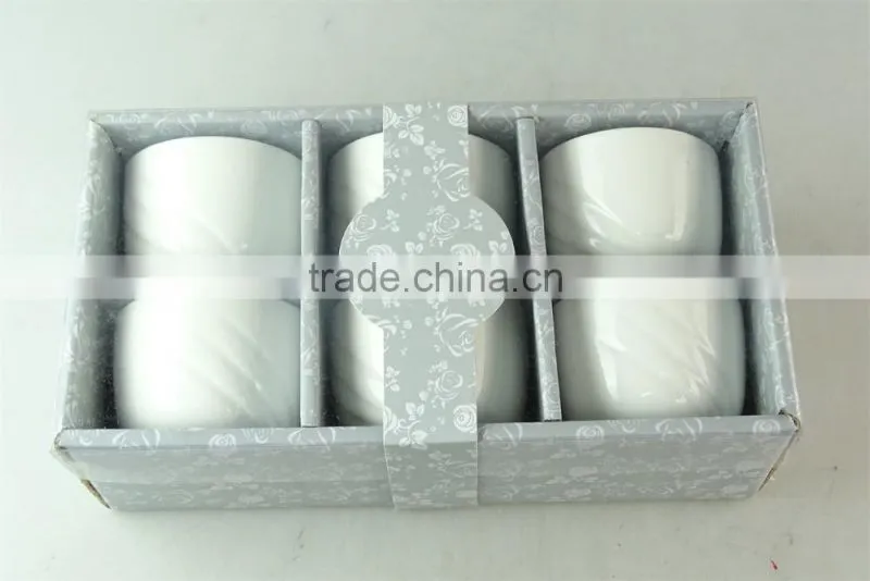 white porcelain cup embossed wave design