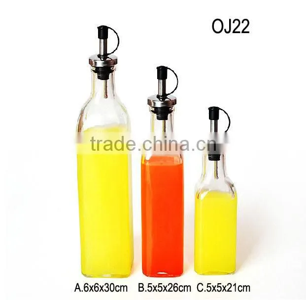 2 pieces square glass olive oil bottle with frame