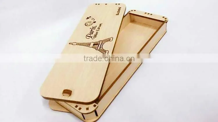 hot selling large capacity cheap custom pattern student wooden pencil case