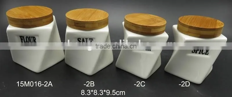 Porcelain ceramic storage jar with lid
