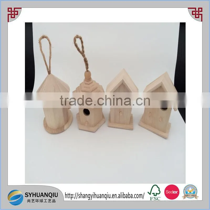 Small and wildlife use wooden bird houses