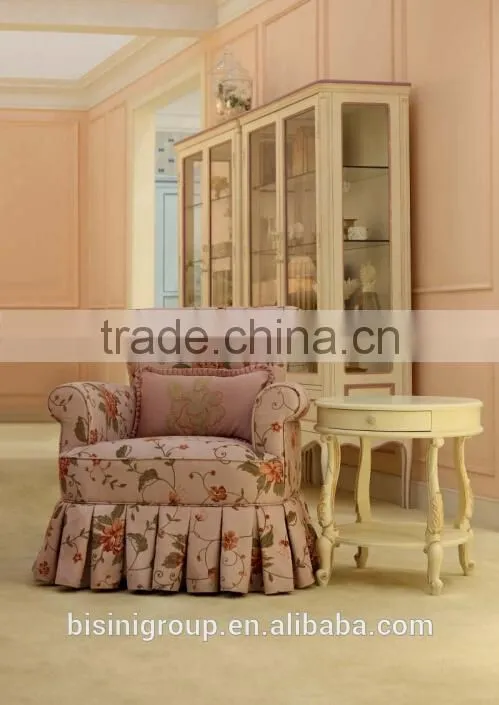 Luxury solid wooden kids single bedroom sofa chair in pink color - BF07-70355S