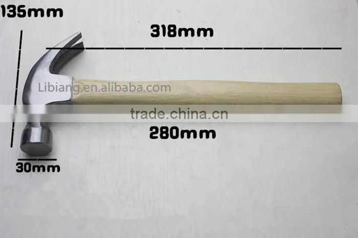 carbon steel claw hammer with Wooden Handle