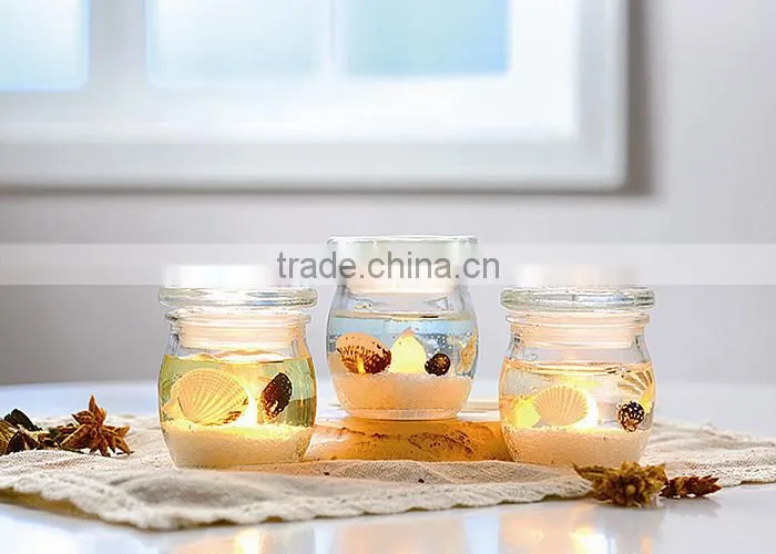 Coastal Motif Mini Glass Jar Candles With Gel Wax Inside