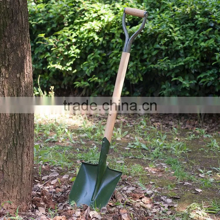 Middle east market S518L Wood handle Shovels with steel ring In Guangzhou Supplier