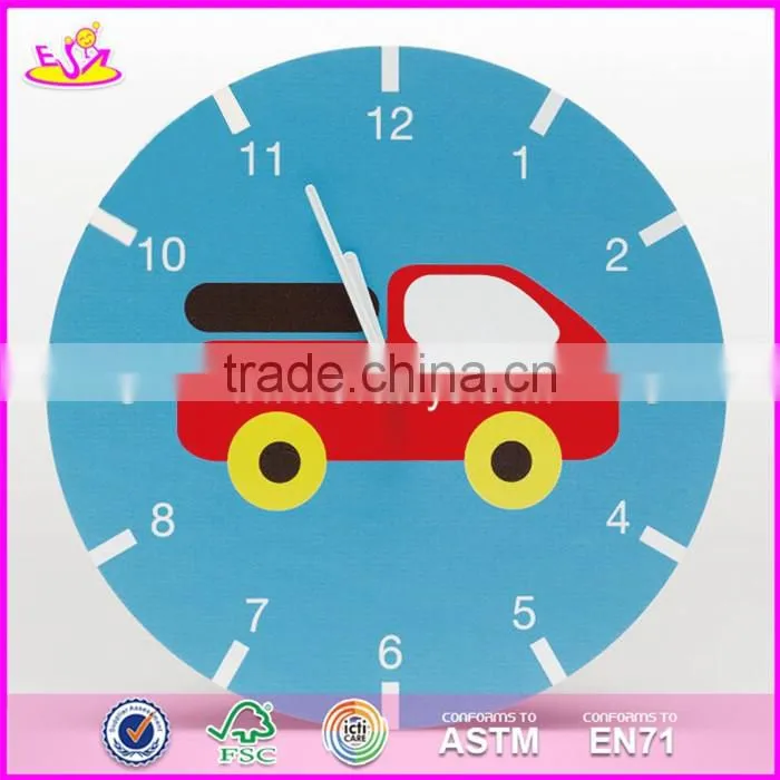 2017 New design cartoon wall decoration wooden kids room clock for sale W09D024