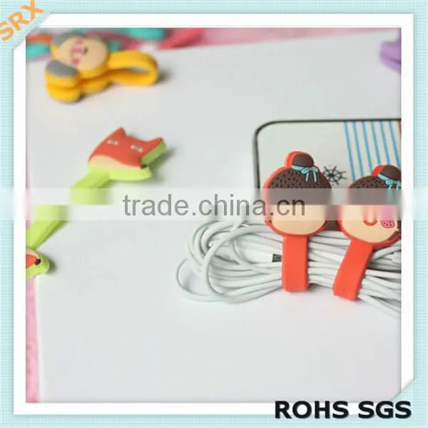OEM Fashion plastic girl shape headphones earphone wire organizer cord holder rubber earphone cable winder