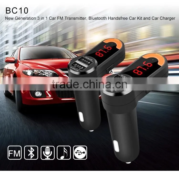 Wireless Bluetooth Car Kit with Portable Dual USB car charger Hands Free MP3 Player FM Transmitter