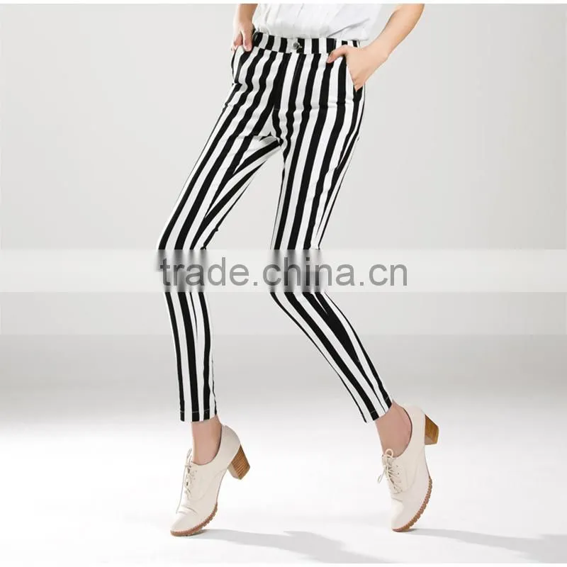women striped pants fashion women skinny pants black white