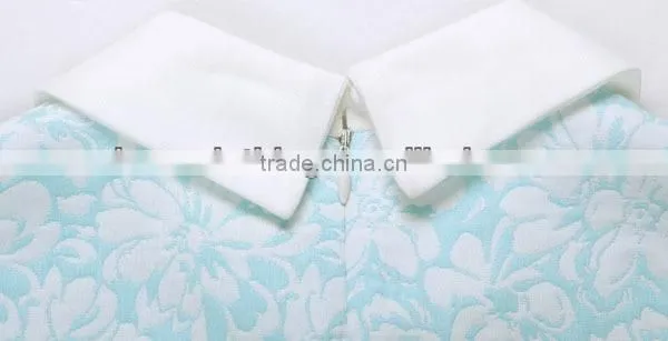 newly lovely jacquard wite peter pan collar sleeveless short dinner dress