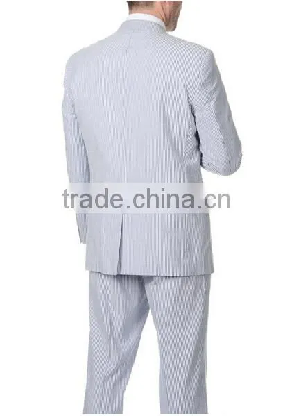 Men's Blue Seersucker 2-button Jacket
