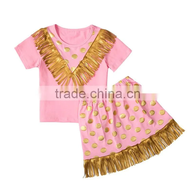 2016 wholesale kids clothing kids wear polka dot pettiskirt set with vintage