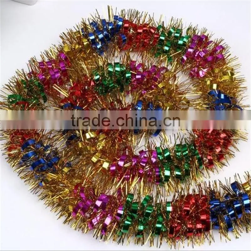 Cheap colorful christmas tinsel garland tree decorations wedding decorative garland