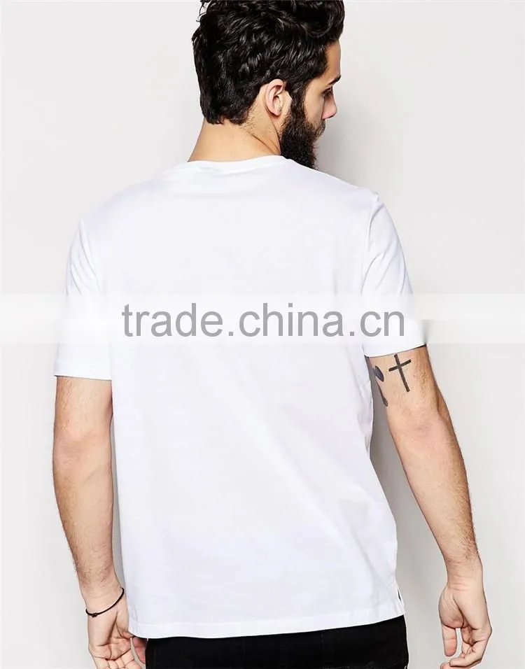 2015 HOYUGO relaxed fit stripe men's t shirt with front pocket