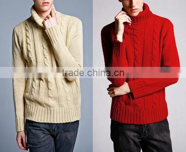 Men's fashion cable pullover turtle model sweater