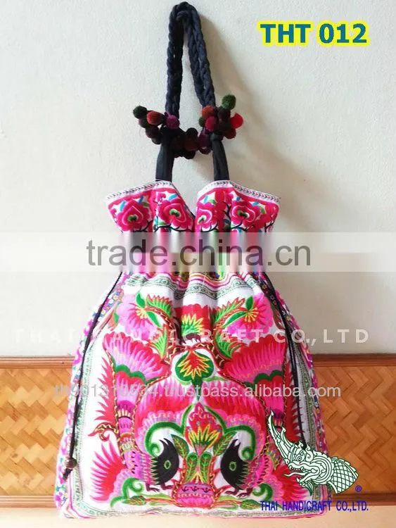 Extra Thai Embroidered HMONG Hill Tribe Tote Bag XL
