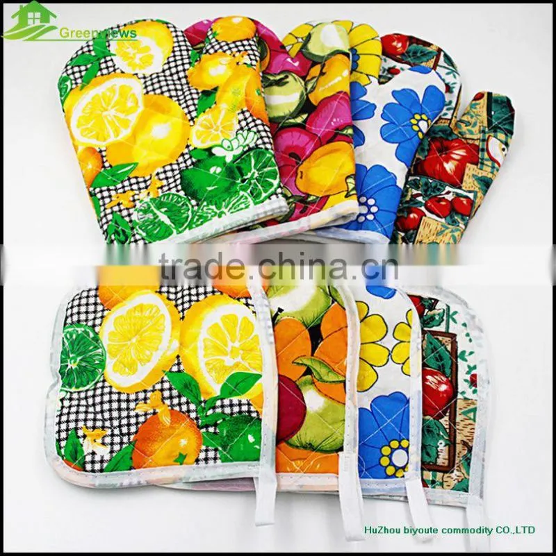 cotton quilted heat resistant oven mitt pot holder and golve 2pcs kitchen set pot holder oven mitt