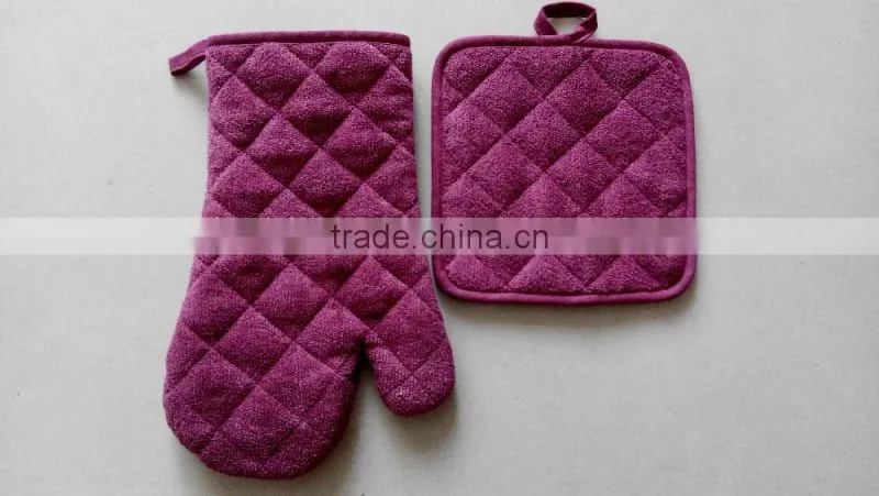 2pcs kitchen set in pure color plain color oven mitt and pot holder