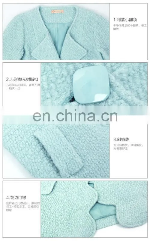 Hot selling top brand houndstooth pattern double-breasted button woollen lady coat