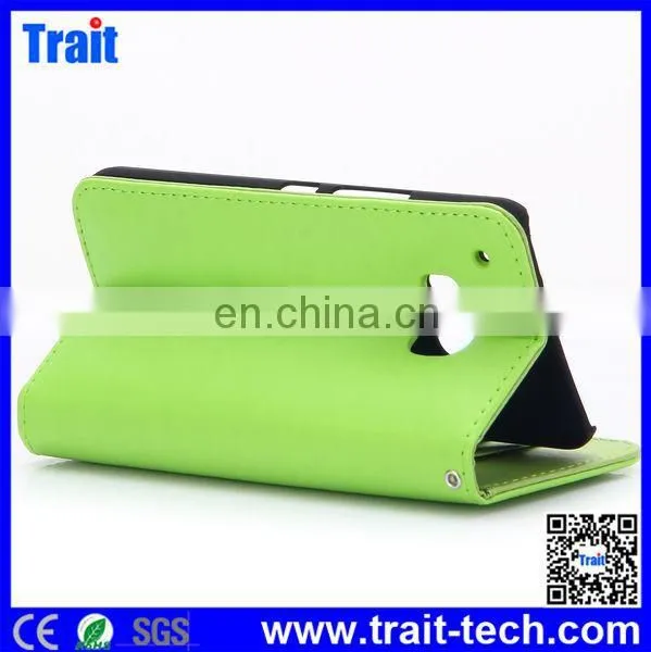 2015 Hot Selling Classic Wallet Style Magnetic Flip Stand PU Leather Case for HTC One M9,Mobile Phone Case for HTC One M9