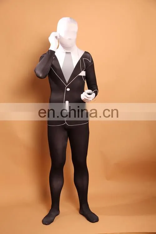 Slender Man Business Costume Adult/Teen Spandex Bodysuit Zentai Halloween Fancy Dress
