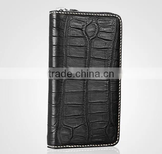 Luxury Wholesale Genuine Crocodile Alligator leather Women Zip Long Wallet Clutch Wallet for Men