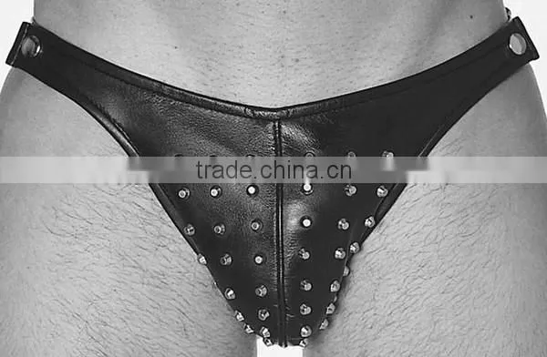 Men Low Rise Leather Jockstrap