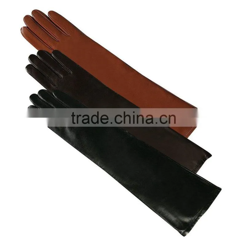 leather long gloves for women Lambskin and cashmere Lined