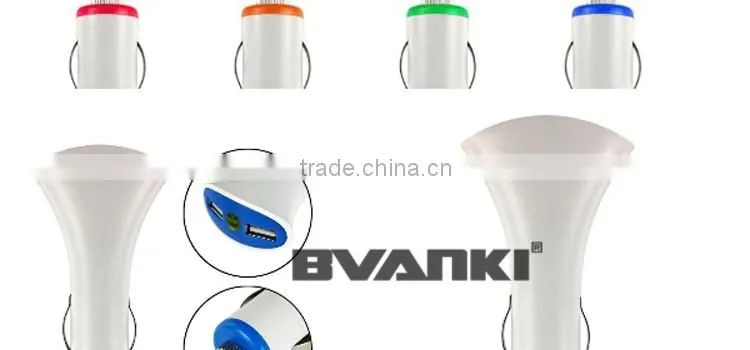 New products 2016 12v Car Battery Charger Indicator light Portable Dual Usb Car Charger with smile face free sample