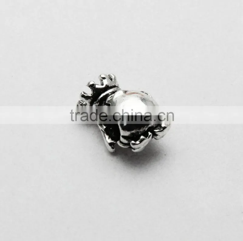 Wholesale Diy Anti-Silver Crown Penguin Shape Large Hole Metal Beads for Bracelets and Necklaces
