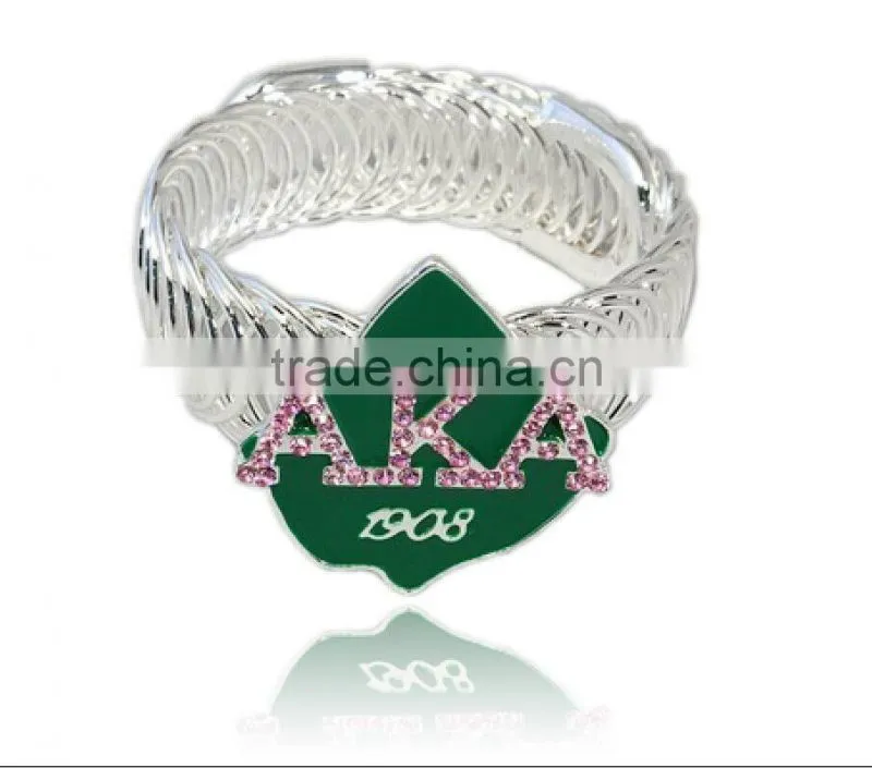 Customized AKA pink and green for Sorority and Fraternity AKA Heart cuff Banglet Jewelry