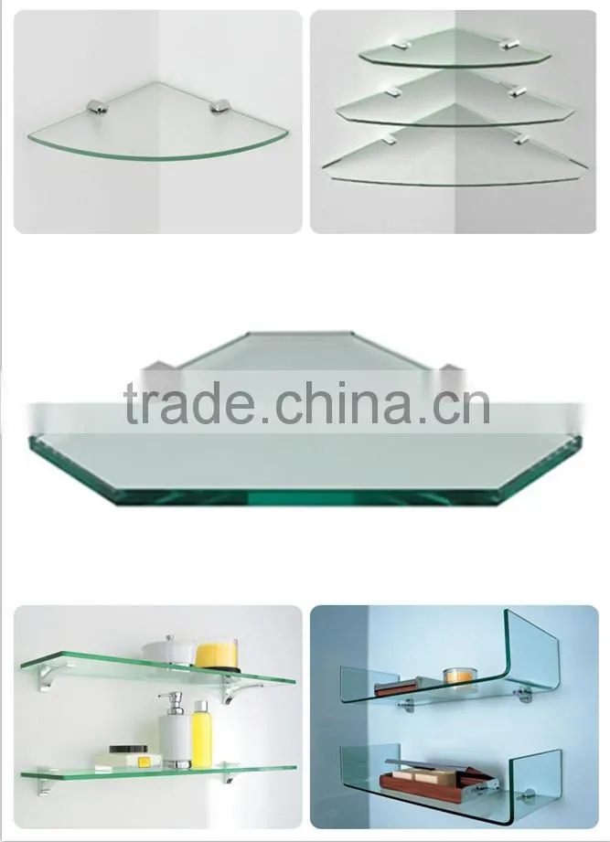 3-12mm irregular bathroom corner shelf glass