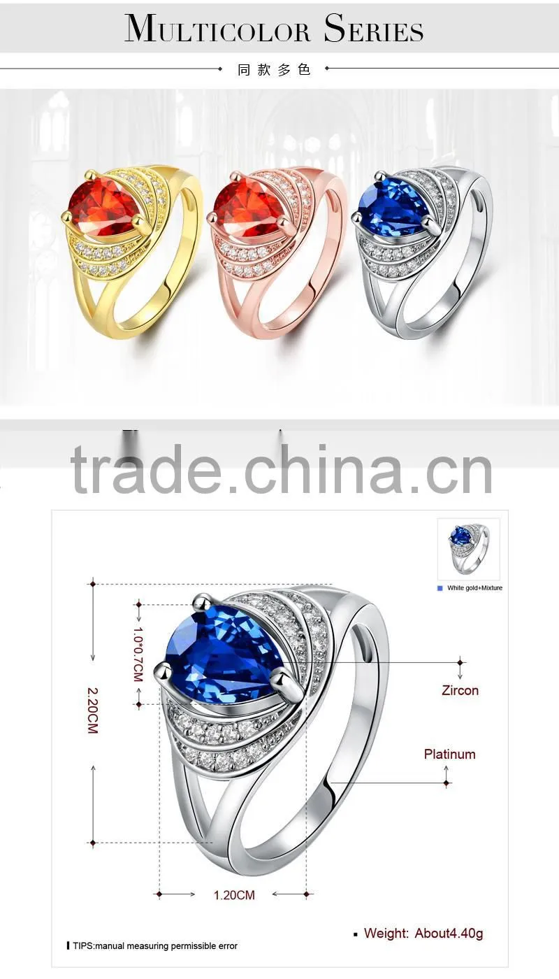 2015 latest popular light large blue natural stone rings for young women
