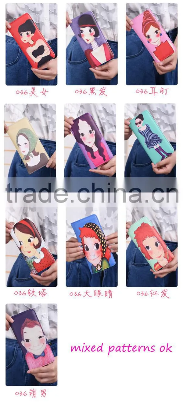 Promotion gift Bifold cheap leather wallet for young lady