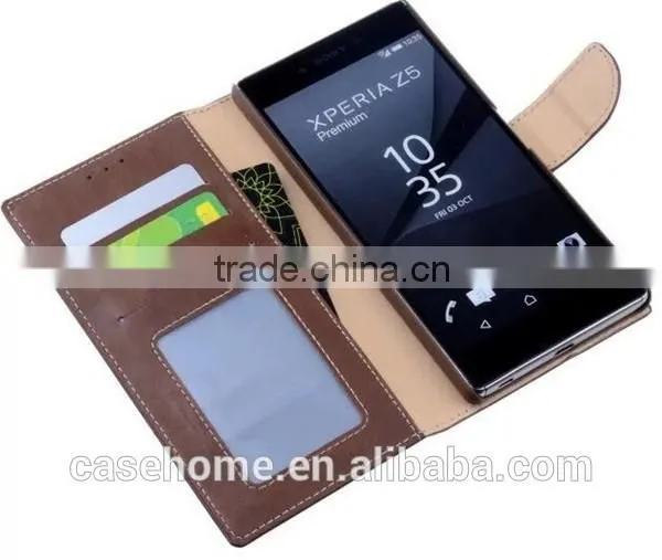 Shockproof Flip Cover for Sony Xperia Z5 Plus Wallet Leather Case