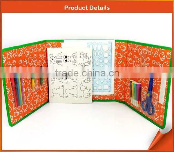 One set drawing kit for kids - with scissor, rule and color pen