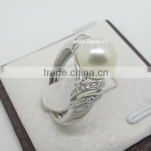 925 Sterling Silver Pearl Main Gem & AAA CZ Fashion silver Ring