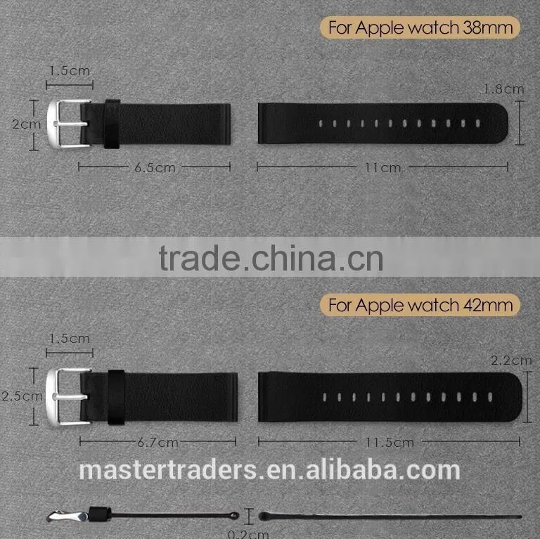 Cheap Black Genuine Leather Litchi Grain Watch Band Wrist Strap Bracelet For 38MM Apple Watch MT-3589